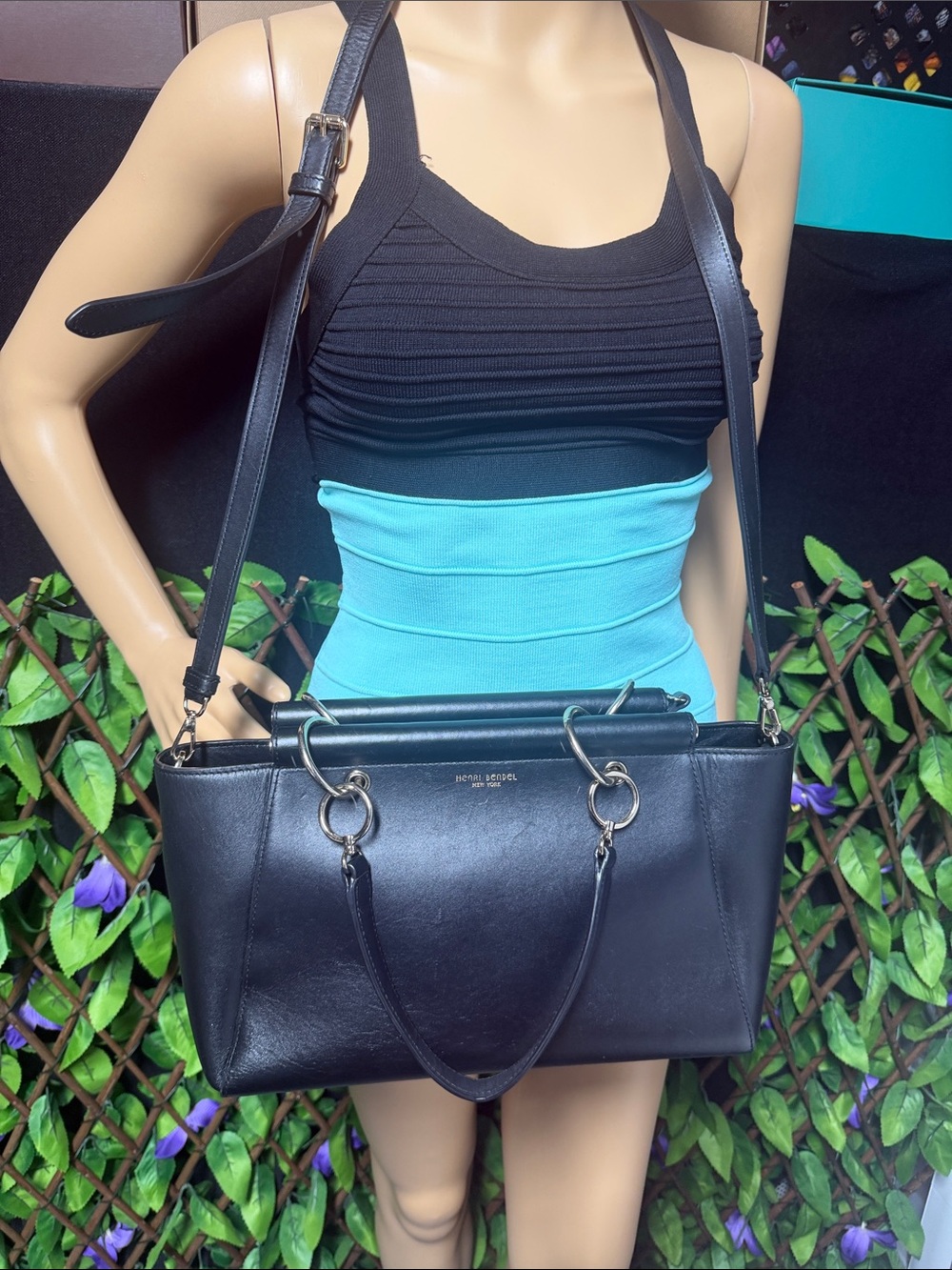 henri bendel Black Leather Shoulder Satchel with Gold Hardware - Picture 13 of 16